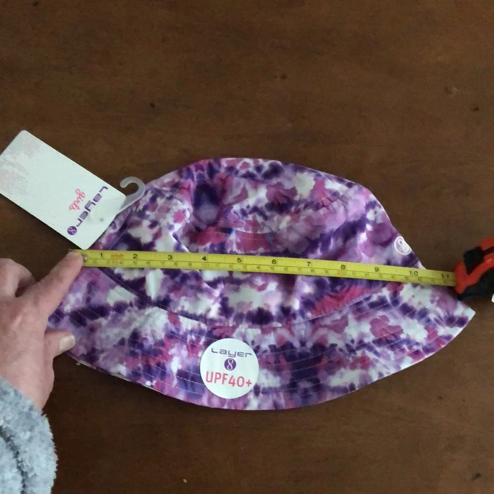 Girl’s Youth size Layer 8 UPF purple tie dye sun protection bucket hat
